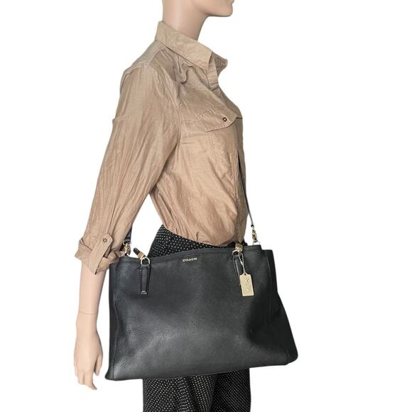 COACH 29422 Madison Christie Black Leather Gold Carryall Satchel Crossbody - Picture 3 of 11